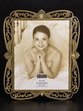 Burnes of Boston 8x10 Ornate Gold Pearl Picture Frame New Without Box